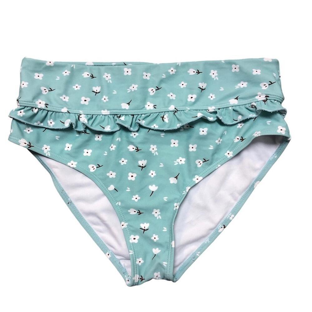 Unbranded Women’s Swimsuit Bottom High Cut Ruffle Floral Sweet Medium